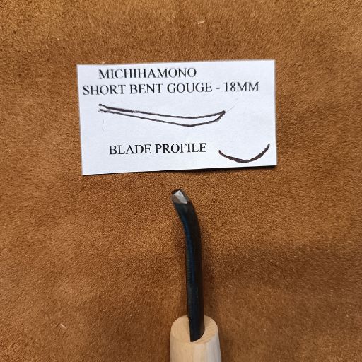 Japanese tools available in India iconic Michihamono brand short bent gouge 18 mm chisel